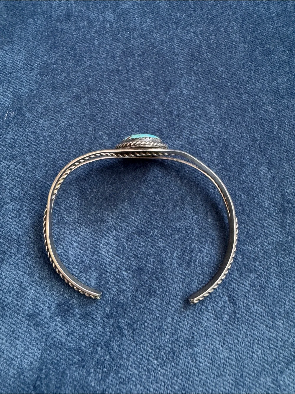 Native American SterlingSilver Turquoise Sign Cuff bracelet